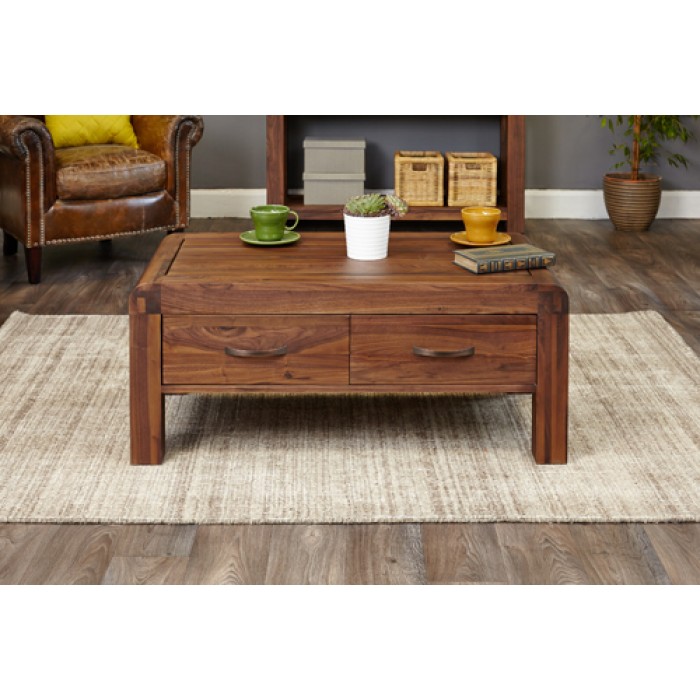 shiro walnut four drawer coffee table